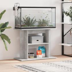 Support pour aquarium gris b&eacute;ton 80x35x60 cm bois d'ing&eacute;nierie