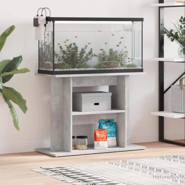 Support pour aquarium gris bton 80x35x60 cm bois d'ingnierie alsavelo