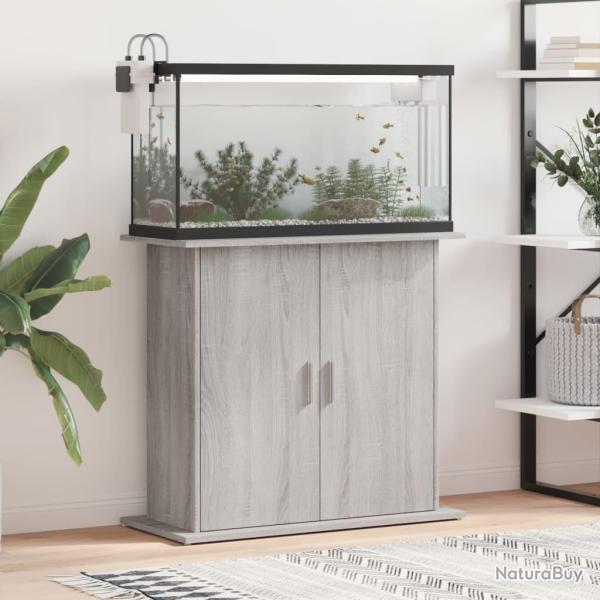 Support pour aquarium sonoma gris 81x36x73 cm bois d'ingnierie alsavelo
