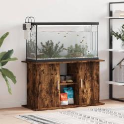 Support pour aquarium ch&ecirc;ne fum&eacute; 101x41x58 cm bois d'ing&eacute;nierie alsavelo