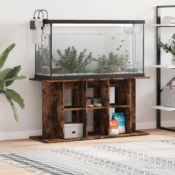 Support pour aquarium chne fum 120x40x60 cm bois d'ingnierie alsavelo