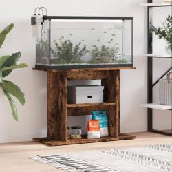 Support pour aquarium ch&ecirc;ne fum&eacute; 80x35x60 cm bois d'ing&eacute;nierie