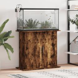 Support pour aquarium ch&ecirc;ne fum&eacute; 81x36x73 cm bois d'ing&eacute;nierie alsavelo