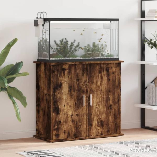 Support pour aquarium chne fum 81x36x73 cm bois d'ingnierie alsavelo