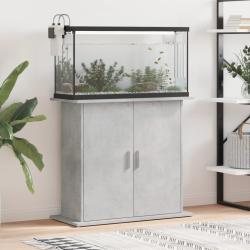 Support pour aquarium gris b&eacute;ton 81x36x73 cm bois d'ing&eacute;nierie