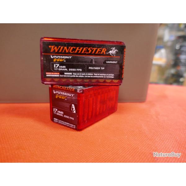Lot 100 Cartouches WINCHESTER 17 HMR 17grs  POLYMER TIP