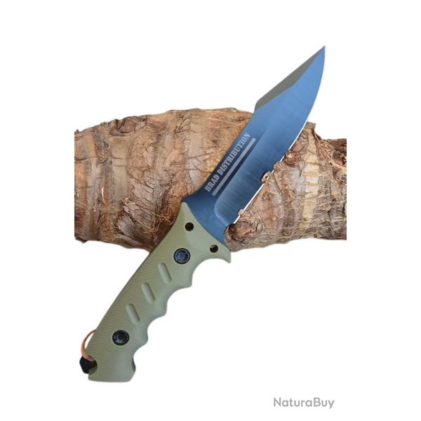 BRAD DISTRIBUTION rare Couteau tactique lame fixe HMR 1 vert olive ( le top du couteau tactique )