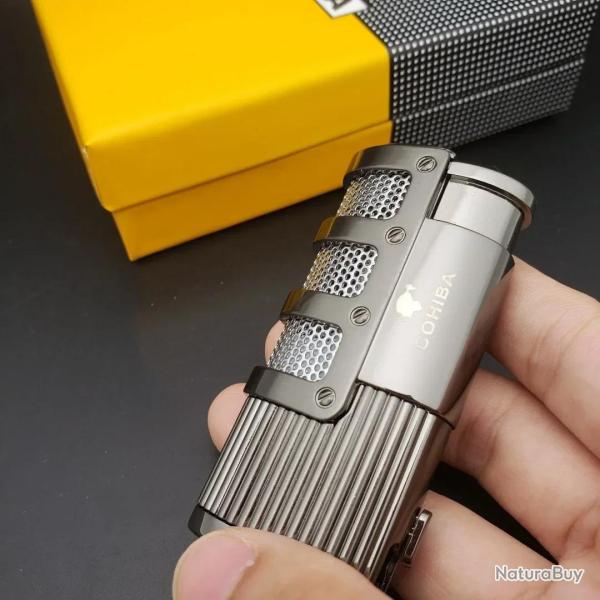 Briquet Chalumeau Cigare Cohiba 3 Torches, Couleur: Black