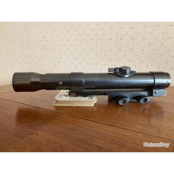 Lunette Tcheque MEOPTA 3 x tout acier avec son montage d'origine acier d�rivable pour rail de 11 mm