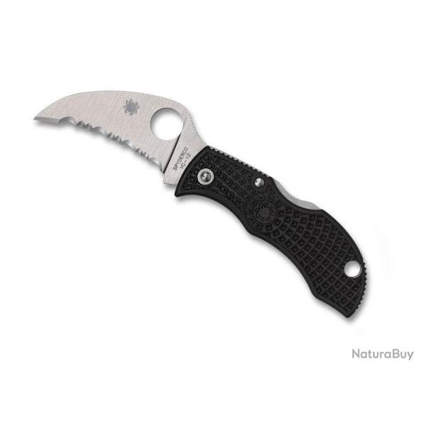 COUTEAU SPYDERCO MANBUG HAWKBILL NOIR A DENTS