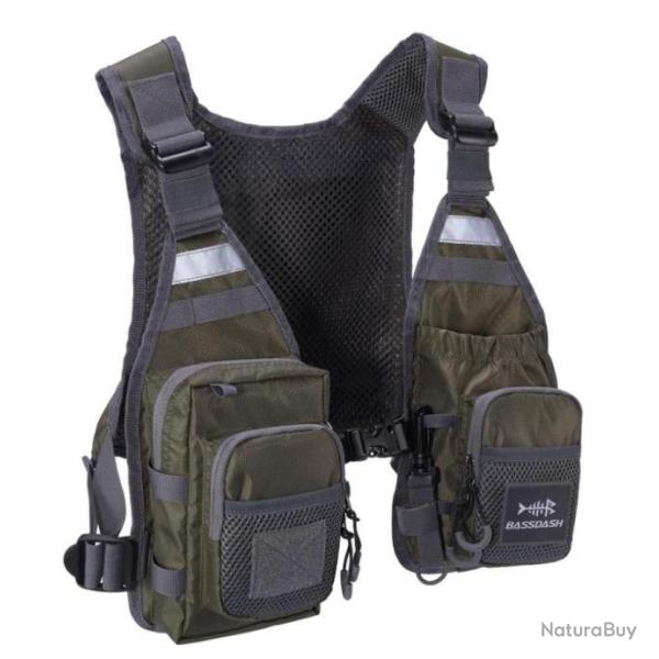 Gilet BASSDASH p�che a la mouche ,  ultra l�ger , VERT GRIS ou NOIR au choix