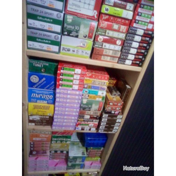 GROS LOT PLUS de 20.000 cartouches calibre 16- 20- 12 /- ACHAT MINIMUM 10 boites de 10 cartouches