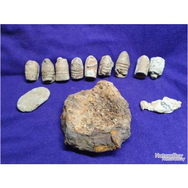 American civil WAR !! Guerre civile Americaine : lot de 11 balles et un fragment d'obus.