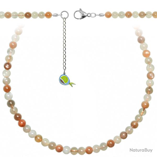 Collier en pierre de lune orang�e - Perles rondes 6 mm - 90 cm