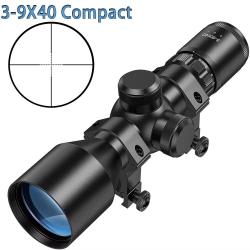 Lunette de tir 3-9x40 compacte avec r&eacute;ticule Mil dot colliers 11 ou 22 mm