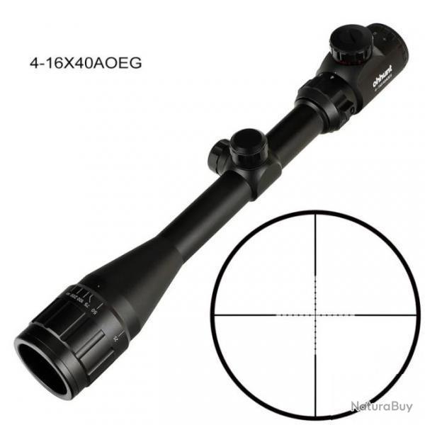 Lunette de tir 4-16x40 AOEG r�ticule lumineux Mil dot avec colliers 11 ou 22 mm aux choix
