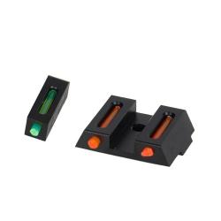 Hausse et guidon en fibre optique pour glock (hausse rouge et guidon vert)