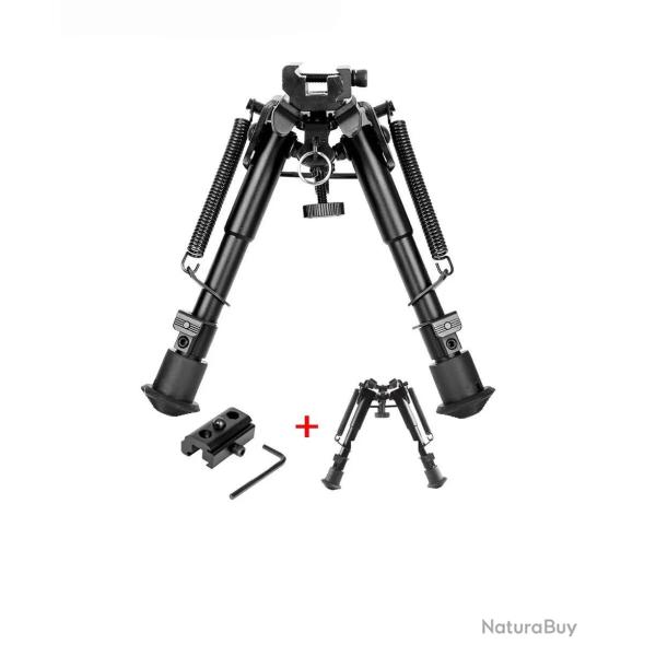 Bipied M�tal pour rail picatinny et grenadi�re avec adaptateur pour rail picatinny
