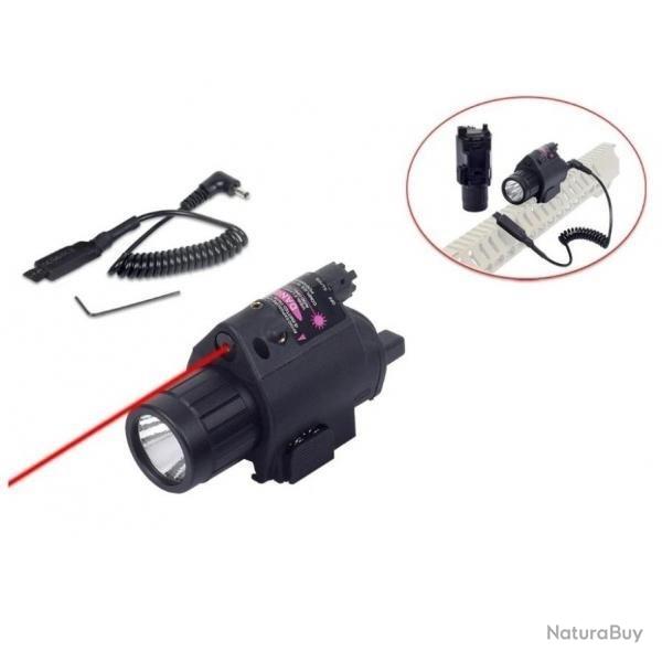 Lampe Tactique InTheTarget LASLAM03R – Laser Rouge + LED 300 Lumens, Rail Picatinny