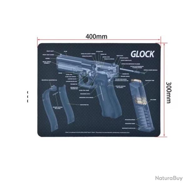 Tapis de d�montage et nettoyage Glock en 3D: 40 x 30 cm