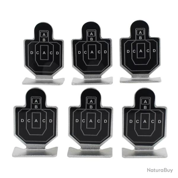 6 Cibles m�talliques noires pour entrainement au tir 62 x 42 mm