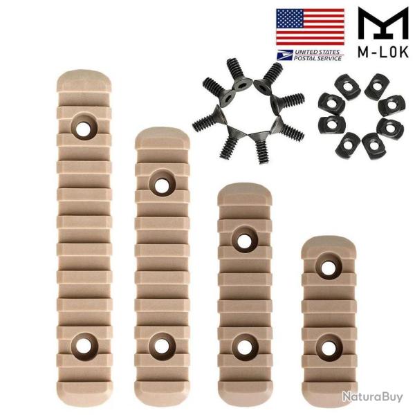 Ensemble de 4 rails M-lok coloris Tan avec jeu de 8 vis et �crous
