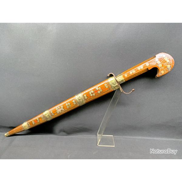 LONG POIGNARD AFRICAIN DU MAGHREB, ANNEE 40/50, LAME DE QUALITE, ENSEMBLE TRES DECORE