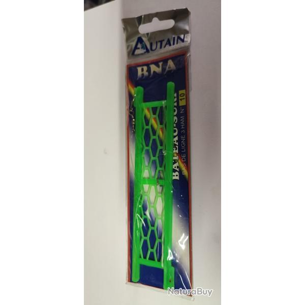 1 BAS DE LIGNE 3 HAMECONS - BNA - AUTAIN - N�10 - BATEAU / SURF - NEUF