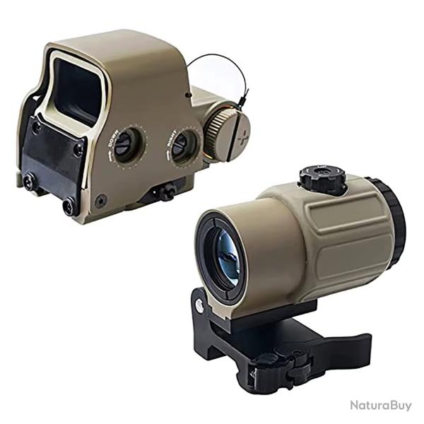 Lunette de vis�e holographique G43 Khaki- Point rouge, chasse, rail 20mm, levier rapide, mod�le 558+