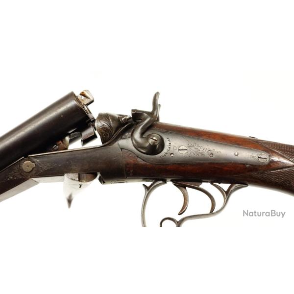 FUSIL CHASSE BRUN LATRIGE REY SUCESSEUR ST ETIENNE CALIBRE 16/65 CENTRALE PLATINES CHIENS EXTERIEUR 