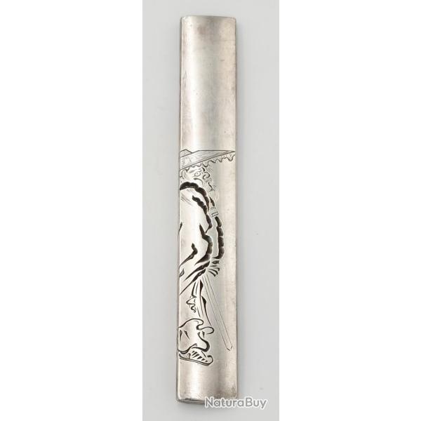 KOZUKA EN ARGENT ACCESSOIRE POUR SABRE JAPONAIS TANTO AIKUCHI WAKIZASHI KATANA - JAPON EDO PERIOD Co