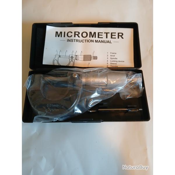 *NOUVEAU PRIX! MICROMETRE PRO"L'incontournable  du rechargement",0,25 mm.,NEUF.;dans sa bo�te d'OR !