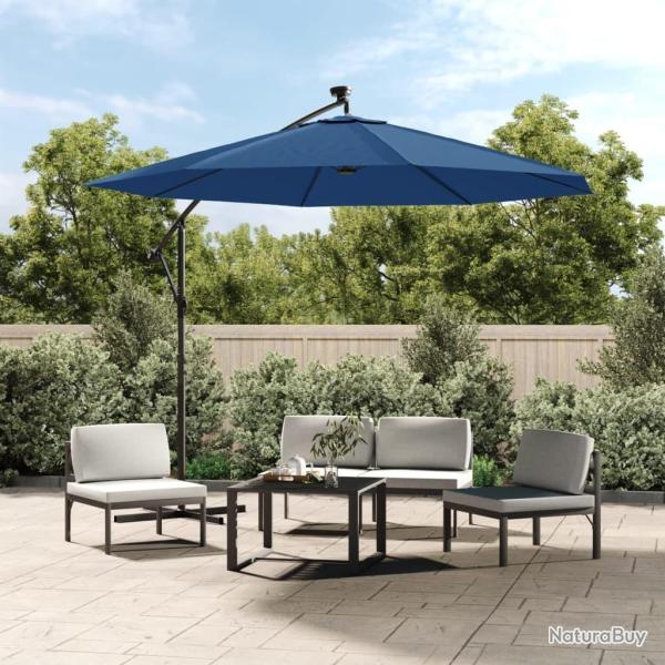 Parasol de jardin en porte-�-faux et lumi�res LED m�t en acier