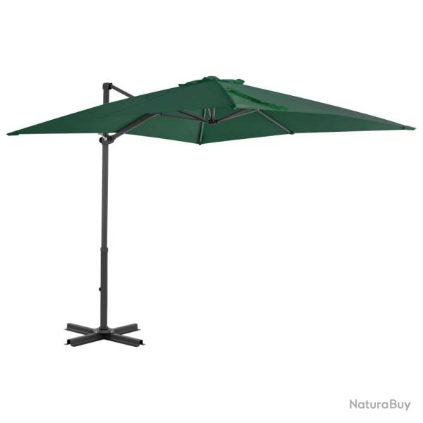 Parasol de jardin en porte--faux et poteau en aluminium vert alsavelo