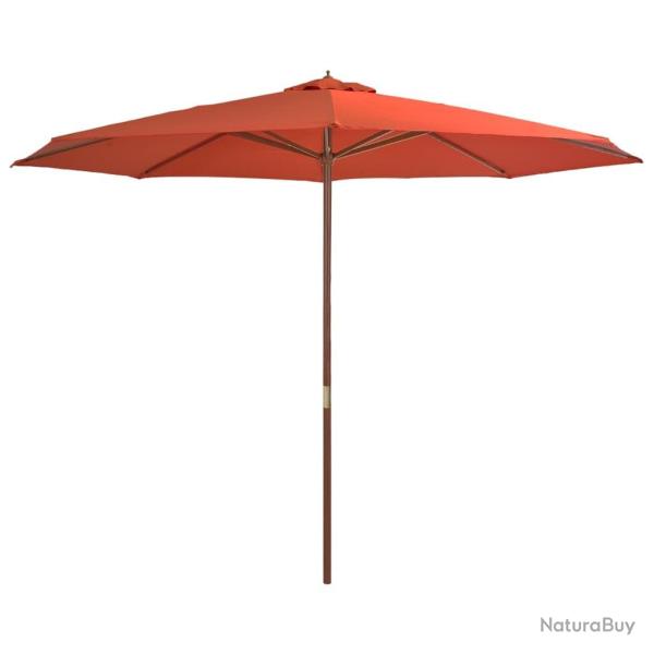 Parasol d'ext�rieur avec m�t en bois 350 cm Terre cuite