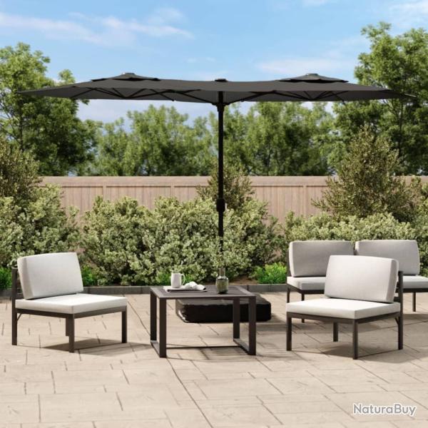 Parasol de jardin � double t�te avec LED anthracite 316x240 cm