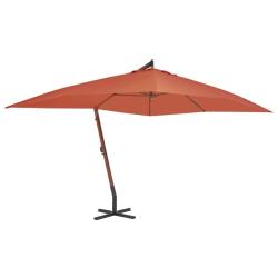 Parasol de jardin en porte-&agrave;-faux avec m&acirc;t en bois terre cuite alsavelo