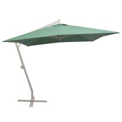 Parasol suspendu avec poteau en aluminium 300x300 cm vert alsavelo