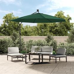 Parasol avec &eacute;clairage LED 300 cm Poteau en m&eacute;tal Vert