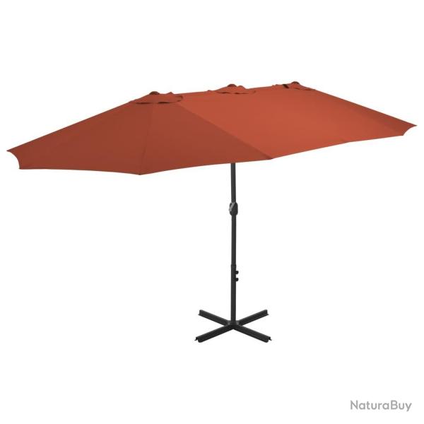 Parasol d'ext�rieur avec poteau en aluminium terre cuite alsavelo