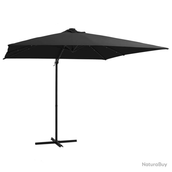 Parasol de jardin en porte--faux lumires LED et mt en acier alsavelo