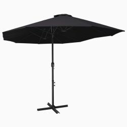Parasol d'ext&eacute;rieur et poteau en aluminium 460x270 cm Noir