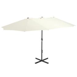 Parasol d'ext&eacute;rieur et poteau en aluminium 460x270 cm sable