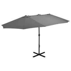 Parasol d'ext&eacute;rieur poteau en aluminium 460x270 cm anthracite