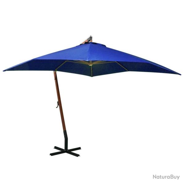 Parasol de jardin suspendu avec m�t bleu azur� bois de sapin
