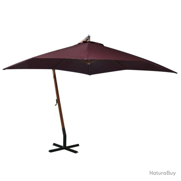 Parasol de jardin suspendu et m�t rouge bordeaux bois de sapin
