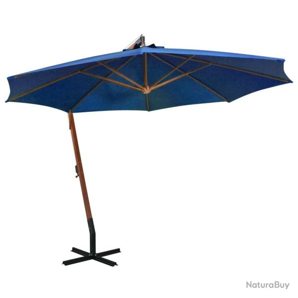 Parasol de jardin suspendu avec mt bleu azur bois de sapin alsavelo