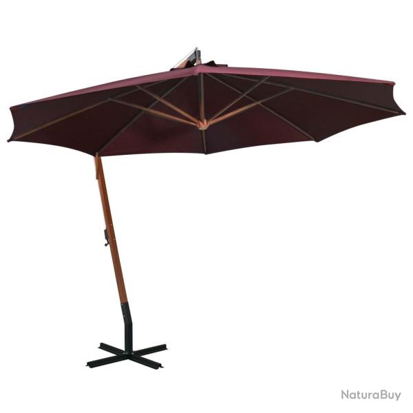 Parasol de jardin suspendu et mt rouge bordeaux bois de sapin alsavelo