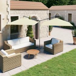 Parasol de jardin double avec m&acirc;t en acier Sable 600x300 cm