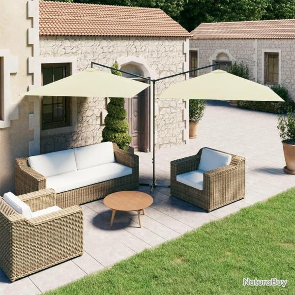 Parasol de jardin double avec m�t en acier Sable 600x300 cm